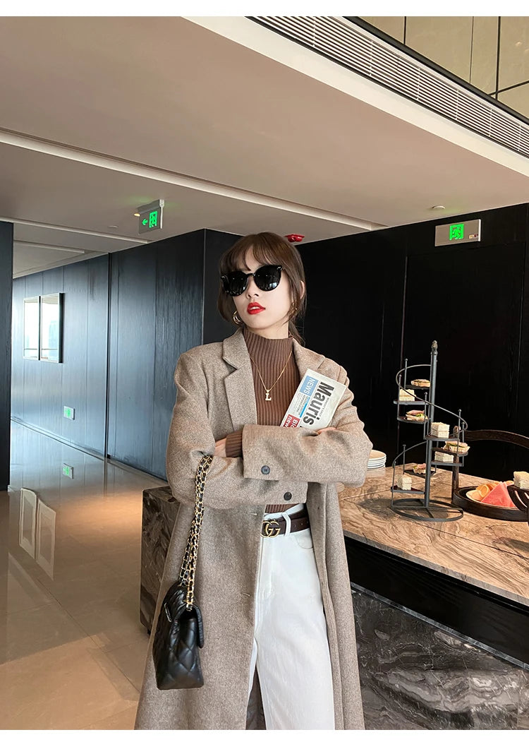 Elegant Solid Basic Knitted Tops Women Turtlneck Sweater Long Sleeve Casual